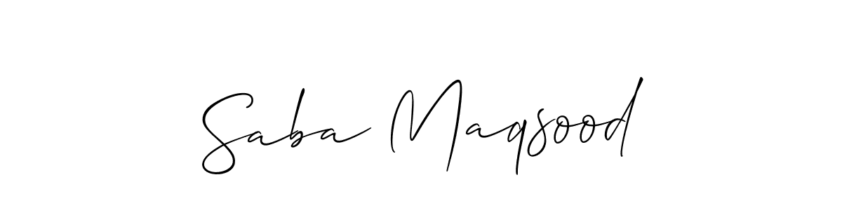 Make a beautiful signature design for name Saba Maqsood. With this signature (Allison_Script) style, you can create a handwritten signature for free. Saba Maqsood signature style 2 images and pictures png