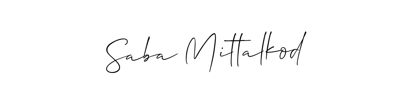 Use a signature maker to create a handwritten signature online. With this signature software, you can design (Allison_Script) your own signature for name Saba Mittalkod. Saba Mittalkod signature style 2 images and pictures png