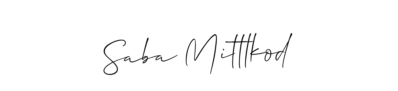 Allison_Script is a professional signature style that is perfect for those who want to add a touch of class to their signature. It is also a great choice for those who want to make their signature more unique. Get Saba Mittlkod name to fancy signature for free. Saba Mittlkod signature style 2 images and pictures png