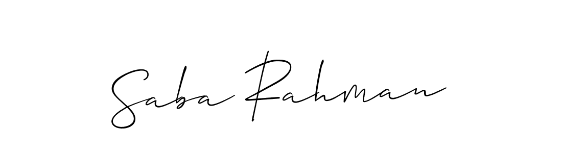 Also You can easily find your signature by using the search form. We will create Saba Rahman name handwritten signature images for you free of cost using Allison_Script sign style. Saba Rahman signature style 2 images and pictures png