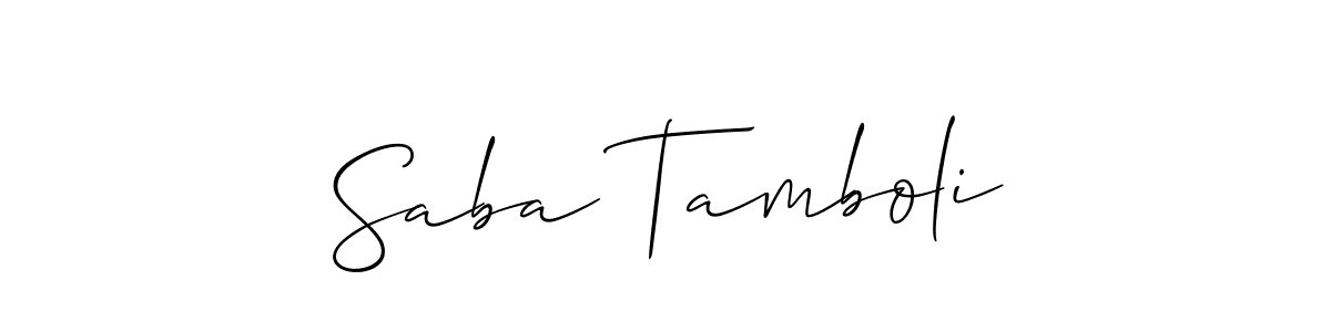 Design your own signature with our free online signature maker. With this signature software, you can create a handwritten (Allison_Script) signature for name Saba Tamboli. Saba Tamboli signature style 2 images and pictures png
