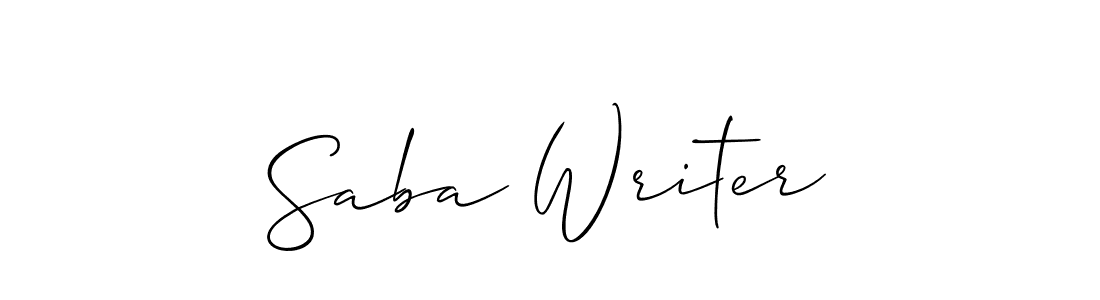 Make a beautiful signature design for name Saba Writer. With this signature (Allison_Script) style, you can create a handwritten signature for free. Saba Writer signature style 2 images and pictures png