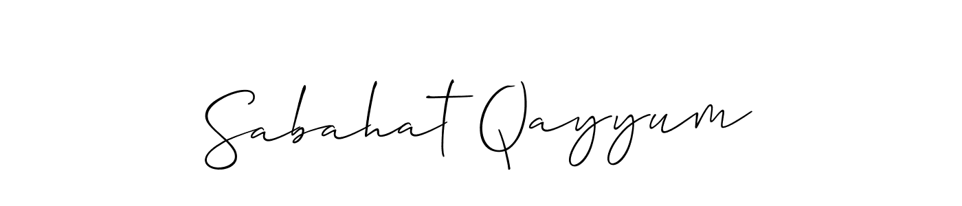 How to make Sabahat Qayyum name signature. Use Allison_Script style for creating short signs online. This is the latest handwritten sign. Sabahat Qayyum signature style 2 images and pictures png