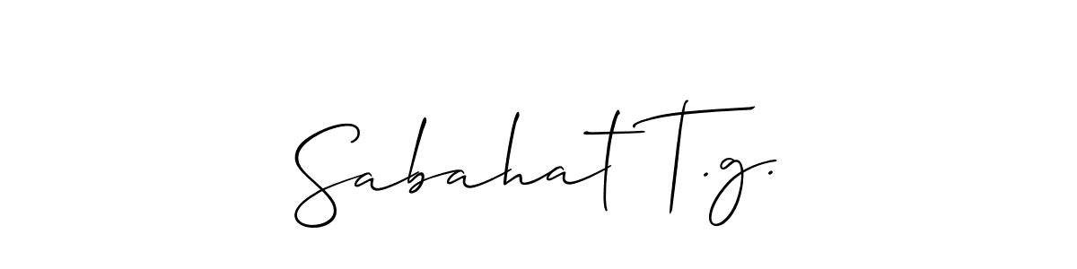 Use a signature maker to create a handwritten signature online. With this signature software, you can design (Allison_Script) your own signature for name Sabahat T.g.. Sabahat T.g. signature style 2 images and pictures png