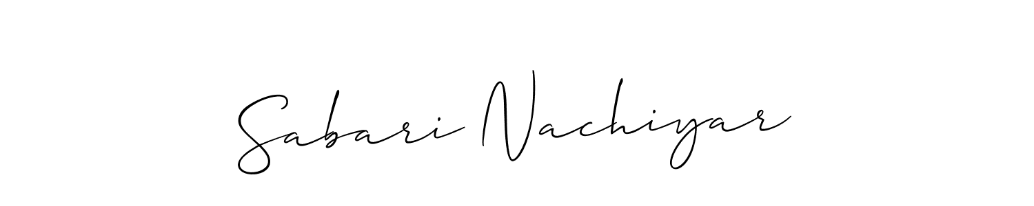 Allison_Script is a professional signature style that is perfect for those who want to add a touch of class to their signature. It is also a great choice for those who want to make their signature more unique. Get Sabari Nachiyar name to fancy signature for free. Sabari Nachiyar signature style 2 images and pictures png