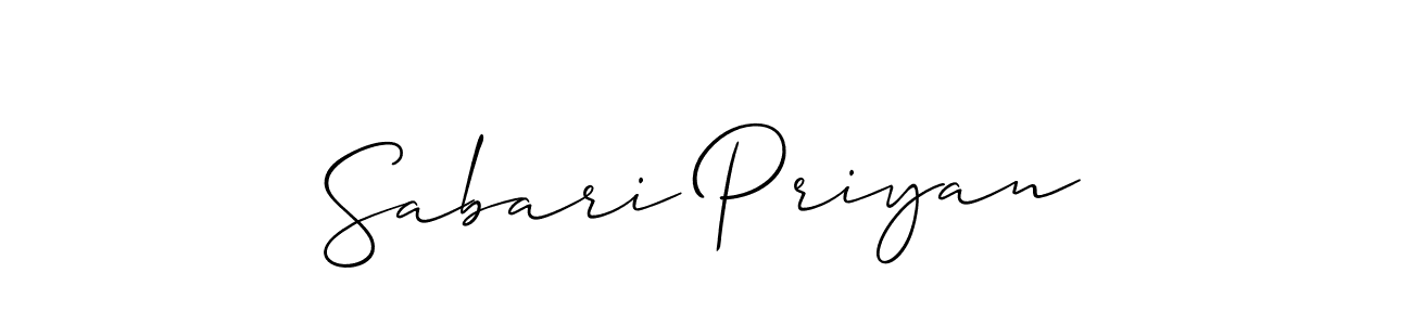 It looks lik you need a new signature style for name Sabari Priyan. Design unique handwritten (Allison_Script) signature with our free signature maker in just a few clicks. Sabari Priyan signature style 2 images and pictures png