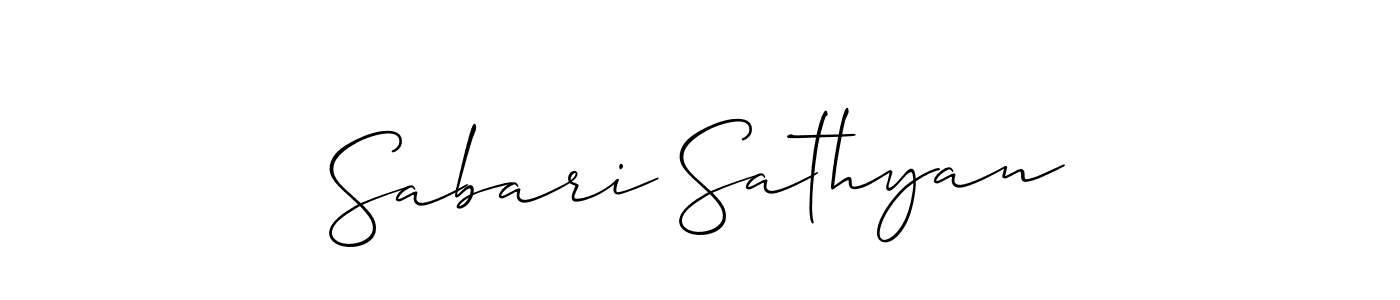 How to make Sabari Sathyan name signature. Use Allison_Script style for creating short signs online. This is the latest handwritten sign. Sabari Sathyan signature style 2 images and pictures png