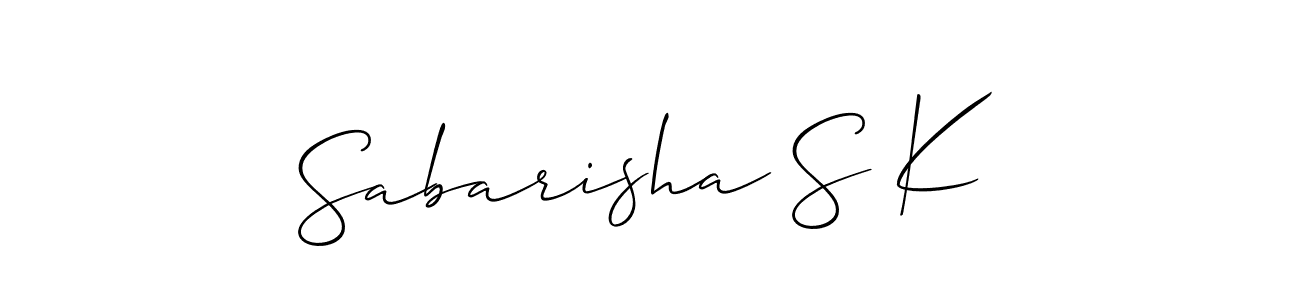Use a signature maker to create a handwritten signature online. With this signature software, you can design (Allison_Script) your own signature for name Sabarisha S K. Sabarisha S K signature style 2 images and pictures png