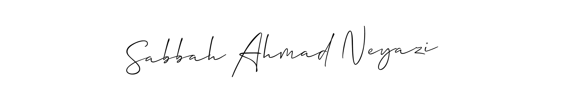 It looks lik you need a new signature style for name Sabbah Ahmad Neyazi. Design unique handwritten (Allison_Script) signature with our free signature maker in just a few clicks. Sabbah Ahmad Neyazi signature style 2 images and pictures png