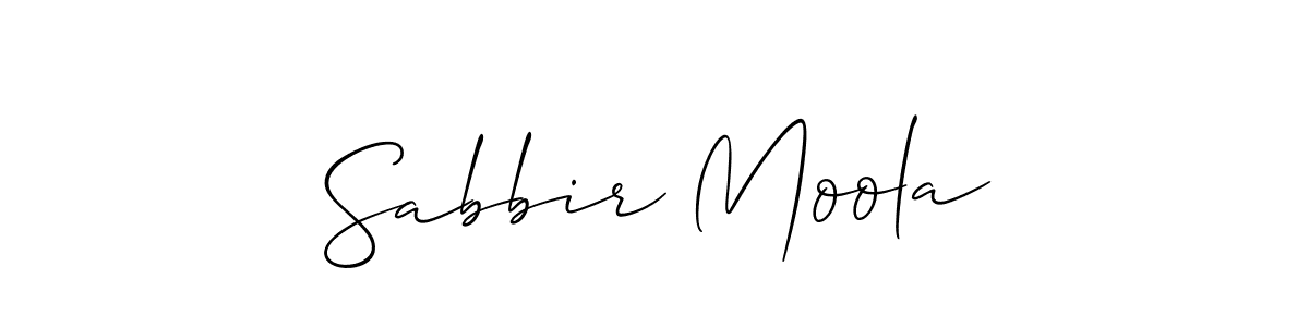 Make a beautiful signature design for name Sabbir Moola. With this signature (Allison_Script) style, you can create a handwritten signature for free. Sabbir Moola signature style 2 images and pictures png