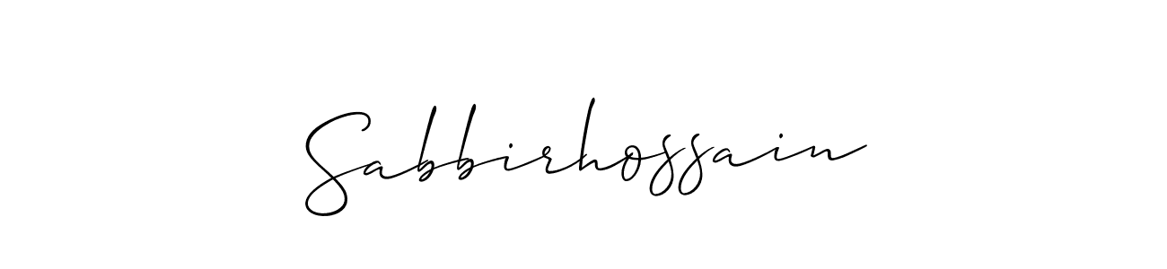 Make a beautiful signature design for name Sabbirhossain. With this signature (Allison_Script) style, you can create a handwritten signature for free. Sabbirhossain signature style 2 images and pictures png