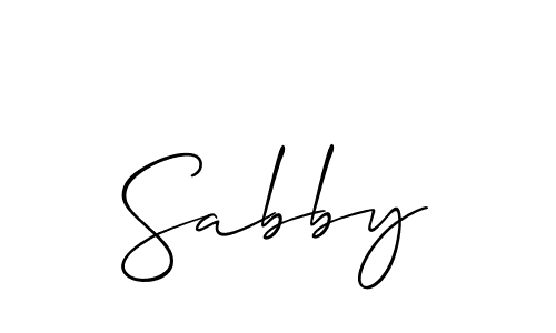 Design your own signature with our free online signature maker. With this signature software, you can create a handwritten (Allison_Script) signature for name Sabby. Sabby signature style 2 images and pictures png