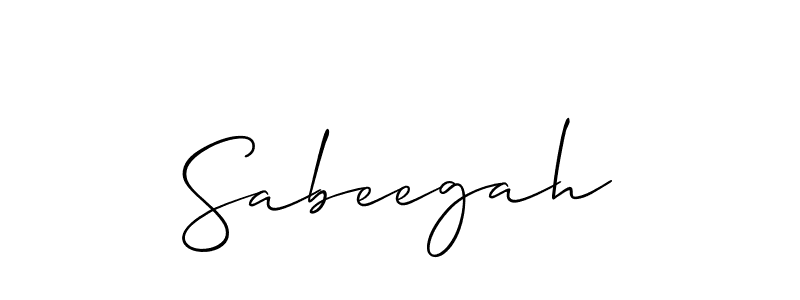 Design your own signature with our free online signature maker. With this signature software, you can create a handwritten (Allison_Script) signature for name Sabeegah. Sabeegah signature style 2 images and pictures png