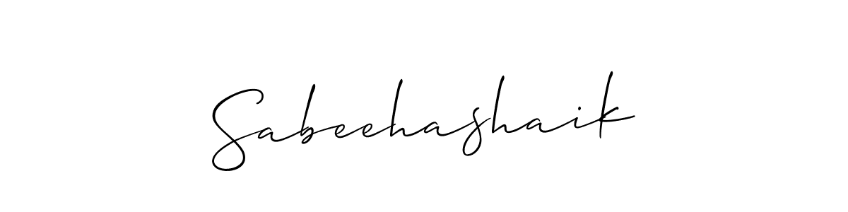 How to make Sabeehashaik name signature. Use Allison_Script style for creating short signs online. This is the latest handwritten sign. Sabeehashaik signature style 2 images and pictures png