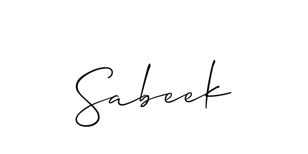 if you are searching for the best signature style for your name Sabeek. so please give up your signature search. here we have designed multiple signature styles  using Allison_Script. Sabeek signature style 2 images and pictures png