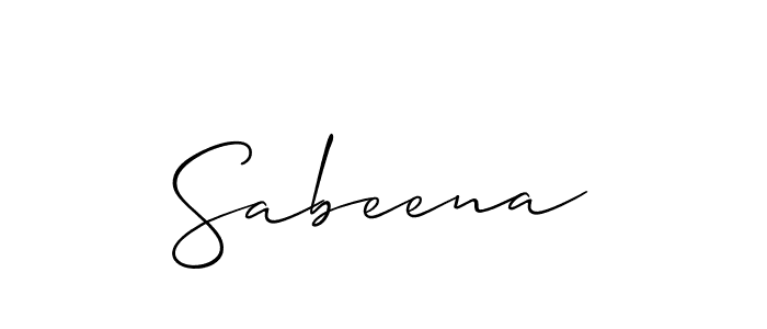 Create a beautiful signature design for name Sabeena. With this signature (Allison_Script) fonts, you can make a handwritten signature for free. Sabeena signature style 2 images and pictures png