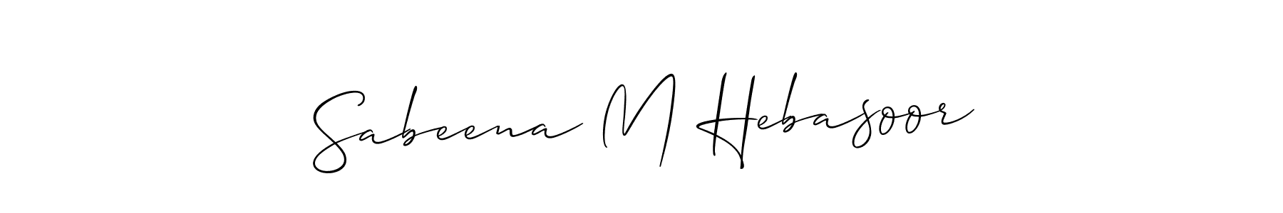 Also we have Sabeena M Hebasoor name is the best signature style. Create professional handwritten signature collection using Allison_Script autograph style. Sabeena M Hebasoor signature style 2 images and pictures png