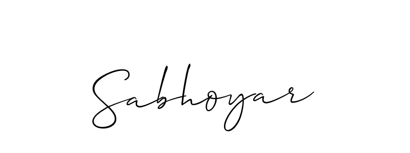 Make a beautiful signature design for name Sabhoyar. With this signature (Allison_Script) style, you can create a handwritten signature for free. Sabhoyar signature style 2 images and pictures png