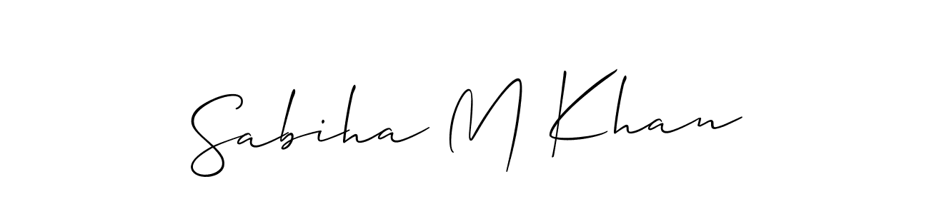 You should practise on your own different ways (Allison_Script) to write your name (Sabiha M Khan) in signature. don't let someone else do it for you. Sabiha M Khan signature style 2 images and pictures png
