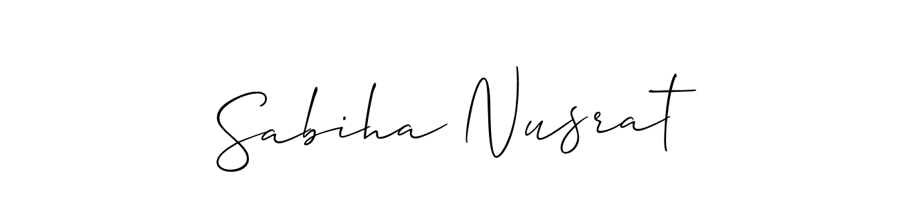 The best way (Allison_Script) to make a short signature is to pick only two or three words in your name. The name Sabiha Nusrat include a total of six letters. For converting this name. Sabiha Nusrat signature style 2 images and pictures png