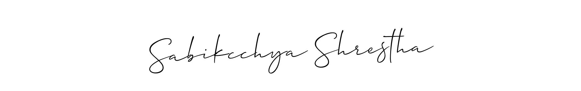 Create a beautiful signature design for name Sabikcchya Shrestha. With this signature (Allison_Script) fonts, you can make a handwritten signature for free. Sabikcchya Shrestha signature style 2 images and pictures png