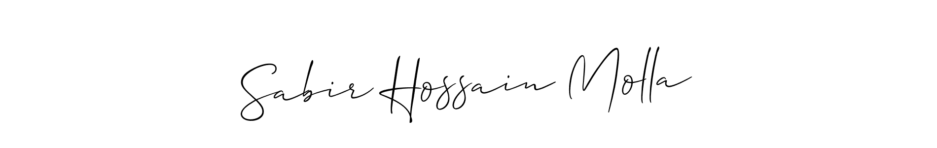 The best way (Allison_Script) to make a short signature is to pick only two or three words in your name. The name Sabir Hossain Molla include a total of six letters. For converting this name. Sabir Hossain Molla signature style 2 images and pictures png