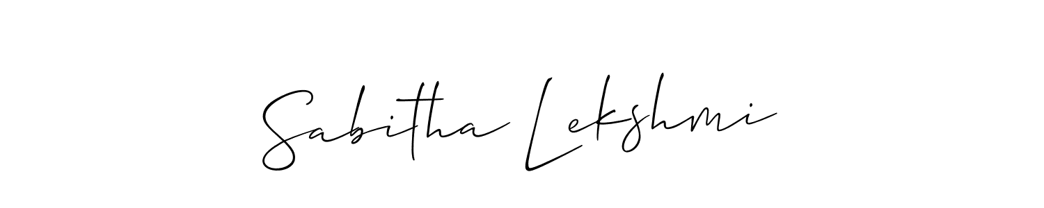The best way (Allison_Script) to make a short signature is to pick only two or three words in your name. The name Sabitha Lekshmi include a total of six letters. For converting this name. Sabitha Lekshmi signature style 2 images and pictures png