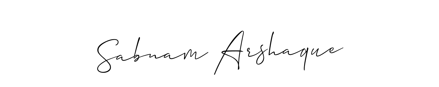Make a short Sabnam Arshaque signature style. Manage your documents anywhere anytime using Allison_Script. Create and add eSignatures, submit forms, share and send files easily. Sabnam Arshaque signature style 2 images and pictures png