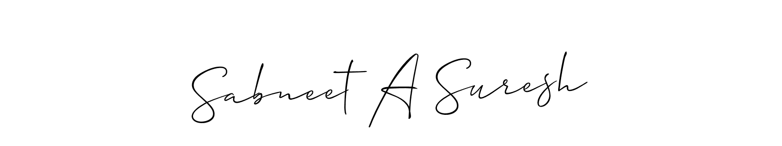 You should practise on your own different ways (Allison_Script) to write your name (Sabneet A Suresh) in signature. don't let someone else do it for you. Sabneet A Suresh signature style 2 images and pictures png