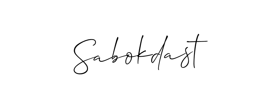 Allison_Script is a professional signature style that is perfect for those who want to add a touch of class to their signature. It is also a great choice for those who want to make their signature more unique. Get Sabokdast name to fancy signature for free. Sabokdast signature style 2 images and pictures png