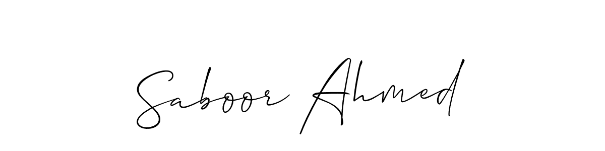 Make a beautiful signature design for name Saboor Ahmed. With this signature (Allison_Script) style, you can create a handwritten signature for free. Saboor Ahmed signature style 2 images and pictures png