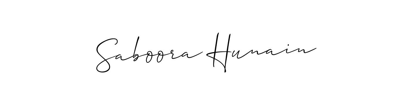 Make a beautiful signature design for name Saboora Hunain. With this signature (Allison_Script) style, you can create a handwritten signature for free. Saboora Hunain signature style 2 images and pictures png