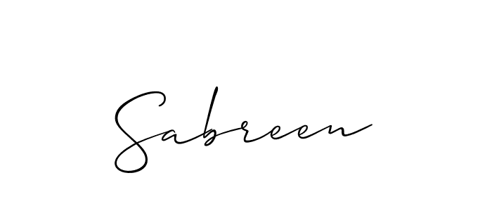 Design your own signature with our free online signature maker. With this signature software, you can create a handwritten (Allison_Script) signature for name Sabreen. Sabreen signature style 2 images and pictures png