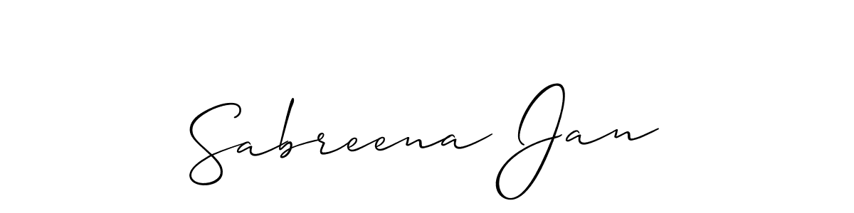 Allison_Script is a professional signature style that is perfect for those who want to add a touch of class to their signature. It is also a great choice for those who want to make their signature more unique. Get Sabreena Jan name to fancy signature for free. Sabreena Jan signature style 2 images and pictures png