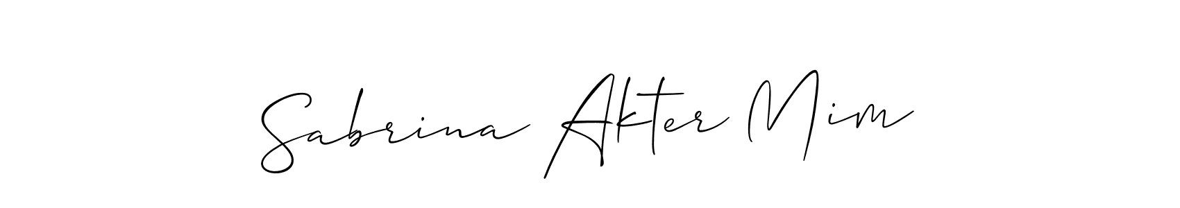 Make a short Sabrina Akter Mim signature style. Manage your documents anywhere anytime using Allison_Script. Create and add eSignatures, submit forms, share and send files easily. Sabrina Akter Mim signature style 2 images and pictures png