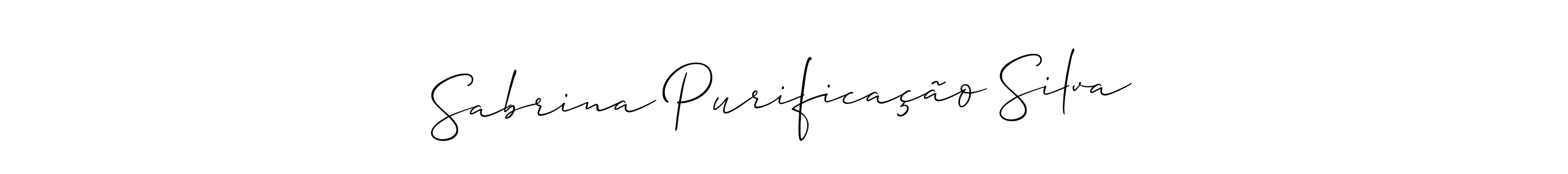 The best way (Allison_Script) to make a short signature is to pick only two or three words in your name. The name Sabrina Purificação Silva include a total of six letters. For converting this name. Sabrina Purificação Silva signature style 2 images and pictures png