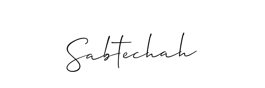 The best way (Allison_Script) to make a short signature is to pick only two or three words in your name. The name Sabtechah include a total of six letters. For converting this name. Sabtechah signature style 2 images and pictures png