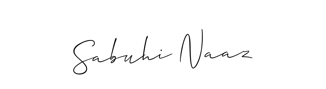 How to make Sabuhi Naaz signature? Allison_Script is a professional autograph style. Create handwritten signature for Sabuhi Naaz name. Sabuhi Naaz signature style 2 images and pictures png
