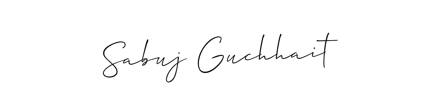 Also You can easily find your signature by using the search form. We will create Sabuj Guchhait name handwritten signature images for you free of cost using Allison_Script sign style. Sabuj Guchhait signature style 2 images and pictures png