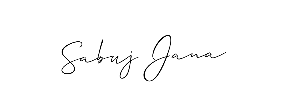 The best way (Allison_Script) to make a short signature is to pick only two or three words in your name. The name Sabuj Jana include a total of six letters. For converting this name. Sabuj Jana signature style 2 images and pictures png
