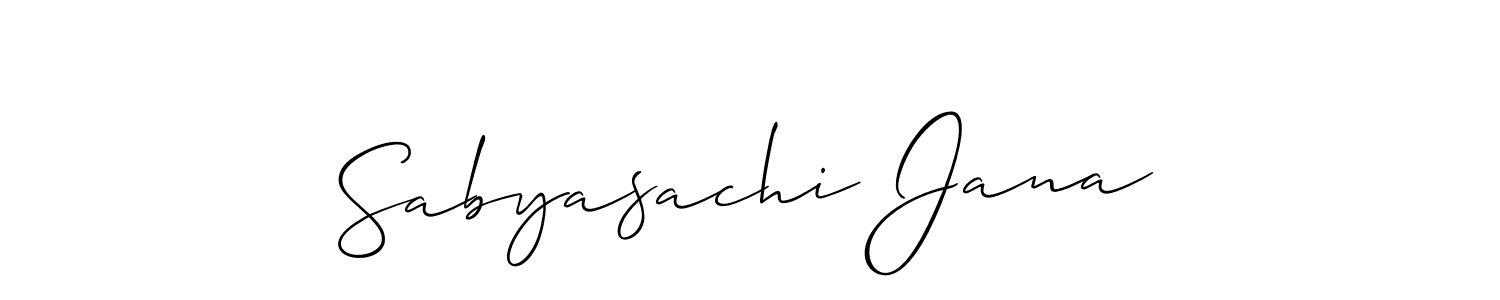 The best way (Allison_Script) to make a short signature is to pick only two or three words in your name. The name Sabyasachi Jana include a total of six letters. For converting this name. Sabyasachi Jana signature style 2 images and pictures png