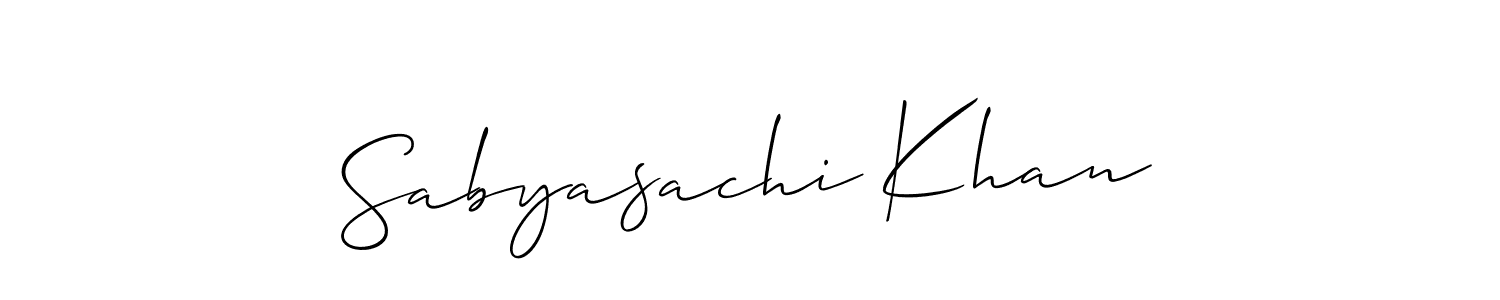 Allison_Script is a professional signature style that is perfect for those who want to add a touch of class to their signature. It is also a great choice for those who want to make their signature more unique. Get Sabyasachi Khan name to fancy signature for free. Sabyasachi Khan signature style 2 images and pictures png