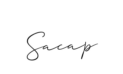 Use a signature maker to create a handwritten signature online. With this signature software, you can design (Allison_Script) your own signature for name Sacap. Sacap signature style 2 images and pictures png