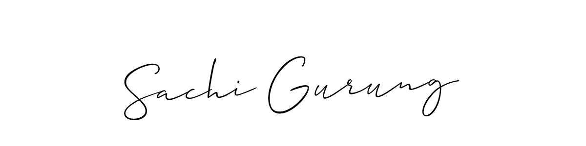 Use a signature maker to create a handwritten signature online. With this signature software, you can design (Allison_Script) your own signature for name Sachi Gurung. Sachi Gurung signature style 2 images and pictures png