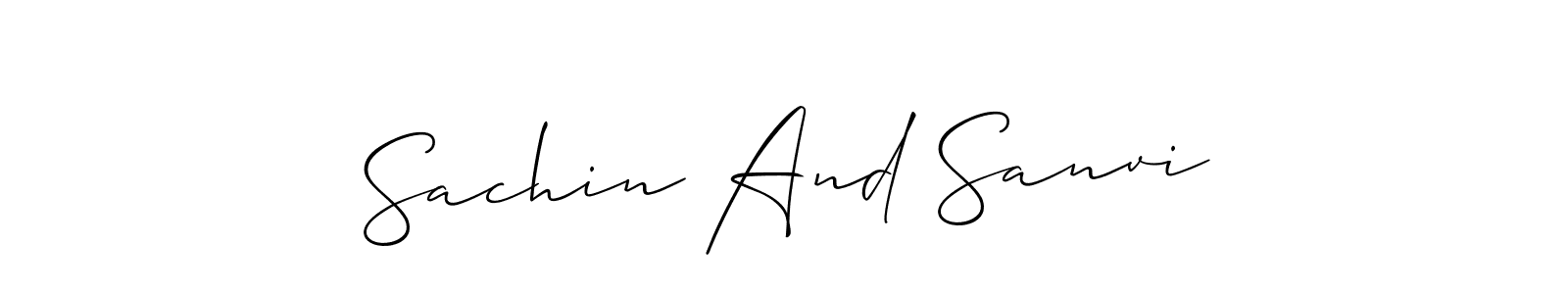 How to Draw Sachin And Sanvi signature style? Allison_Script is a latest design signature styles for name Sachin And Sanvi. Sachin And Sanvi signature style 2 images and pictures png