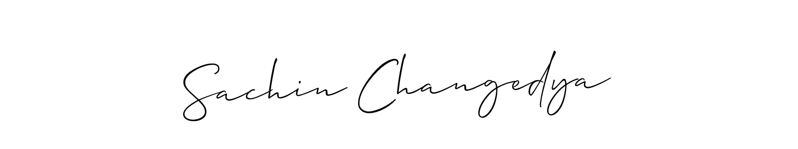 How to make Sachin Changedya name signature. Use Allison_Script style for creating short signs online. This is the latest handwritten sign. Sachin Changedya signature style 2 images and pictures png