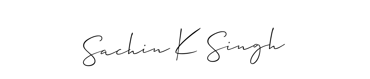 The best way (Allison_Script) to make a short signature is to pick only two or three words in your name. The name Sachin K Singh include a total of six letters. For converting this name. Sachin K Singh signature style 2 images and pictures png