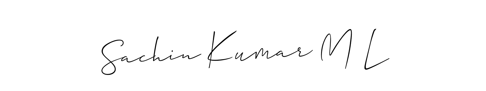 Make a beautiful signature design for name Sachin Kumar M L. With this signature (Allison_Script) style, you can create a handwritten signature for free. Sachin Kumar M L signature style 2 images and pictures png