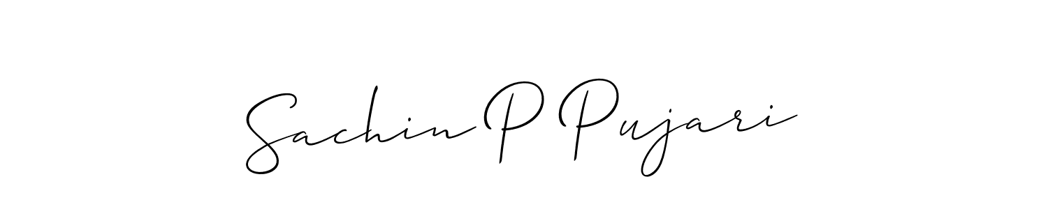 The best way (Allison_Script) to make a short signature is to pick only two or three words in your name. The name Sachin P Pujari include a total of six letters. For converting this name. Sachin P Pujari signature style 2 images and pictures png