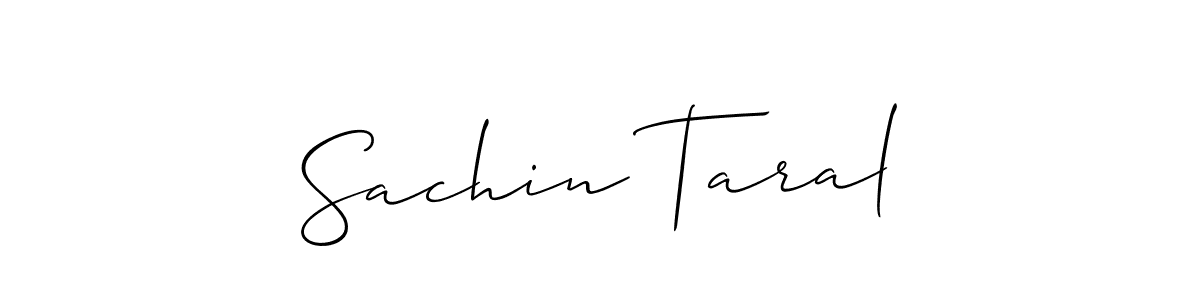 Also You can easily find your signature by using the search form. We will create Sachin Taral name handwritten signature images for you free of cost using Allison_Script sign style. Sachin Taral signature style 2 images and pictures png